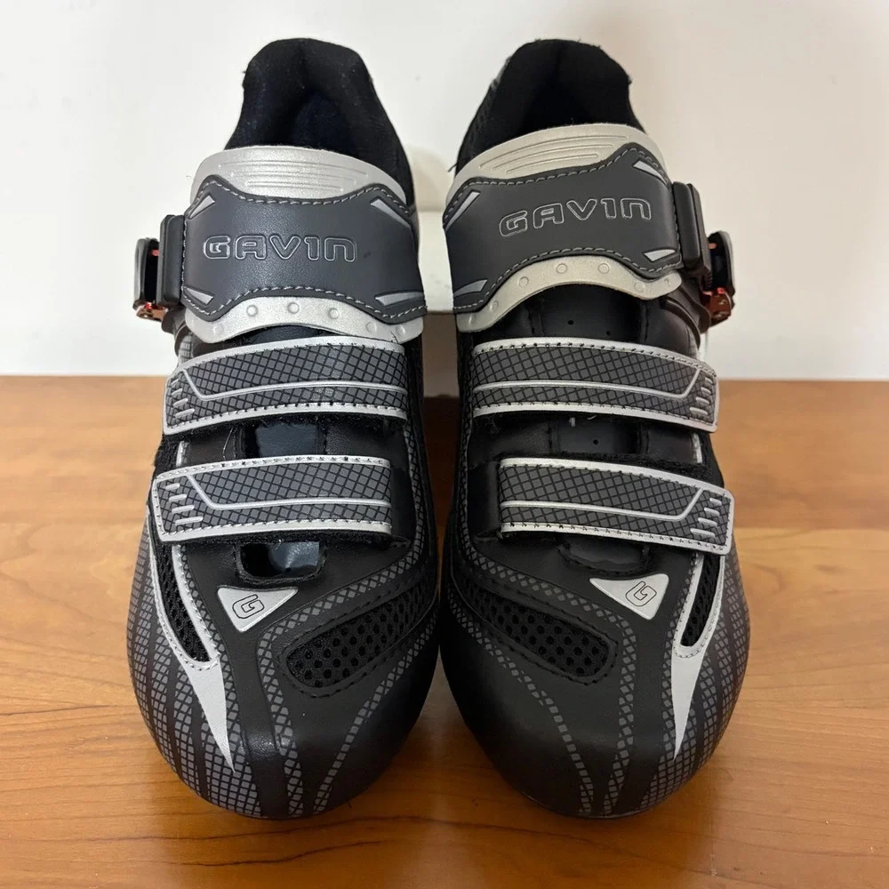 Gavin Cycling Shoes Black Silver Road Indoor Spin Bike Shoes Size 38 with Cleats